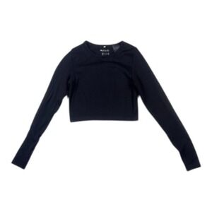 H&M Move Cropped Long Sleeve Performance Top Black XS NWOT